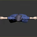 3D Model Character With Purple Hair Blue Coat Brown Shirt Beige Pants And Gray Shoes