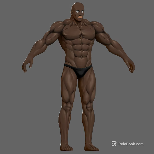 Muscular Male Character Standing Pose Full Body Display with Detailed Muscle Definition 3D Model Design 3d model 