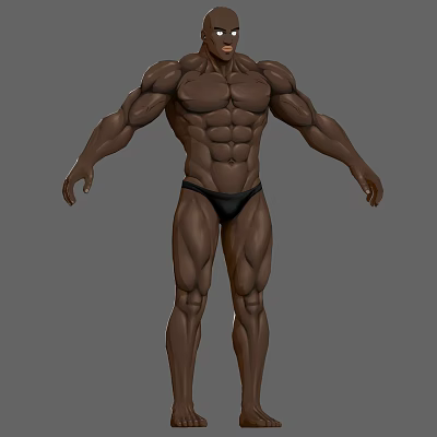 Muscular Male Character Standing Pose Full Body Display with Detailed Muscle Definition 3D Model Design 3d model