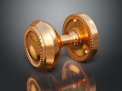 Golden Decorative Metal Door Handle With Sleek Textured Design For Home Living Supplies 3d model