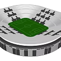Modern Football Stadium Architecture Featuring Green Pitch And Surrounding Seats