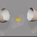Broken Eggshells With Yolk And Egg White On Reflective Surface 3d model