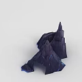 Tech Exhibition Hall Showcases Purple Blue Rock Like Structure With Blue Lines