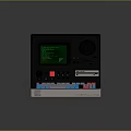 Vintage Computer Control Terminal With Green Screen Colorful Keys And Control Knobs
