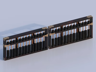Traditional Abacus With Wooden Frame Black Beads And Brass Accents For Household Use 3d model