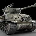 Vintage Military Tank Featuring Large Cannon Heavy Tracks and Weathered Camouflage Paint