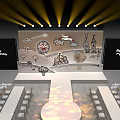 Round Birthday Stage With Hand Drawn Rainbow Ferris Wheel Castle Decorations And Ceiling Lighting