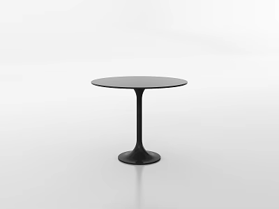 Sleek Black Round Table With Smooth Tabletop And Modern Flared Metal Leg Design 3d model