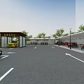 Electric Vehicle Carport Canopy in Parking Lot with Multiple Vehicles Parked