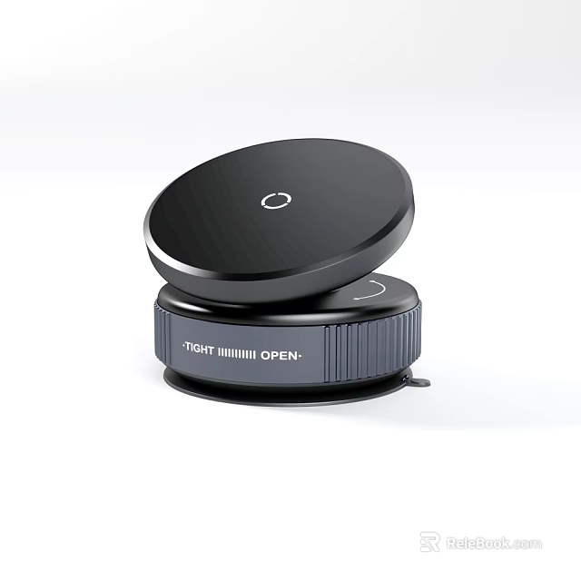 Car Wireless Charger with Black Circular Design and Open Button Functionality 3d model 