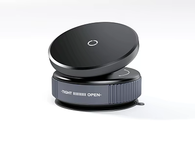 Car Wireless Charger with Black Circular Design and Open Button Functionality 3d model