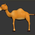 Orange Cartoon Camel With Green Eyes And Reflection On Gray Background 3d model