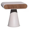 Modern Bedside Table With White Conical Base And Wooden Panel Top