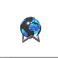 Globe Shaped Table Lamp With Blue Light Black And Blue Design And Metal Stand