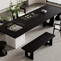 -Ji Feng Big Board Table Tea Table and Chair Combination Tea Table Tea Table 3d model