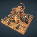 Intricate Wooden Mechanical Track Structure With Curved Paths And 3D Model Design