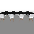 Modern Black Conference Table With White Chairs For Office Meeting Space
