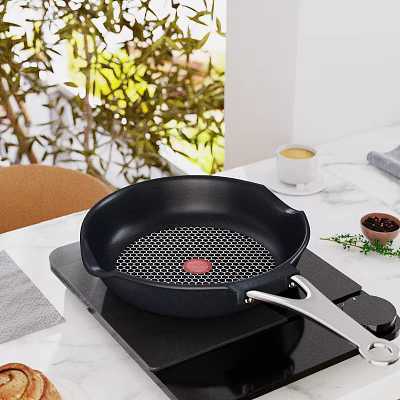 Kitchen Island With Marble Countertop Frying Pan Induction Cooktop Coffee And Green Plants 3d model