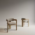 Modern Minimalist Dining Chairs with Wooden Frame and Light Gray Cushion