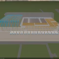 Modern Industrial Factory Large Structure With Colorful Roof Multiple Workshops And Green Surroundings