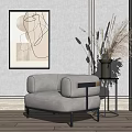 Modern single sofa single sofa decorative painting combination 3d model
