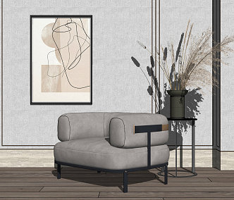 Modern single sofa single sofa decorative painting combination 3d model