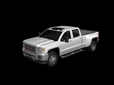 Silver Modern Pickup Truck With Double Cab Cargo Bed And Front Grille 3d model