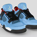 Blue Sneakers With Red Lining Black Laces Mesh Panels White Accents And Black Sole
