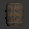 Wooden Barrel With Metal Hoops And Textured Surface On Dark Background