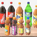Assorted Beverage Bottles Including Coca Cola Sprite Fanta In Different Sizes And Colors