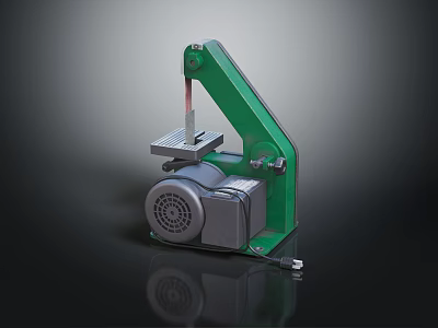 Green Small Bandsaw Machine With Electric Motor Cutting Blade And Base 3d model