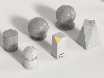 Road Safety Facilities With Different Concrete Shapes For Traffic Control 3d model