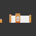 Retail Display Furniture With White Red Orange Shelves And Yellow Product Storage Boxes