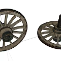 Vintage Wooden Wheels With Classic Spokes And Rustic Design For Decorative