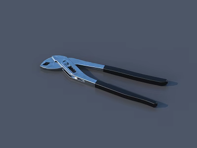 Professional Hardware Tool Adjustable Pliers Featuring Silver Metal and Black Non Slip Handles 3d model