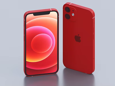 Red Apple iPhone With Front Screen Colorful Circular Wallpaper And Dual Camera Back Design 3d model