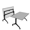 Modern Office Desk With Foldable Panel White Tabletop And Rolling Wheels 3d model