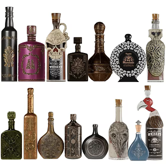 Vintage wine bottle 3d model