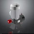 Industrial Motor Pump Equipment Featuring White Motor Housing Gray Pump Body And Red Control Valve