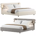 Fabric Double Bed Simple Double Bed Double Bed Combination Floor Bed Backrest Bedding Pillow 3d model