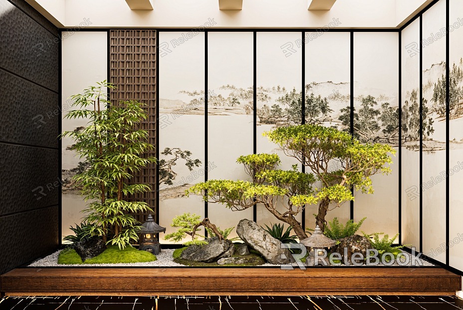 Chinese Zen interior landscape landscape landscape sketch patio interior landscape welcome pine model