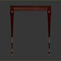 Red Wooden Table With Golden Carvings On Elegant Legs And Dark Top