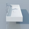 Modern White Rectangular Sink With Chrome Faucet And Contemporary Design 3d model