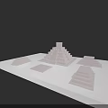 Ancient Architecture Model Featuring Multi Tiered Structure With Stone Steps And Platforms