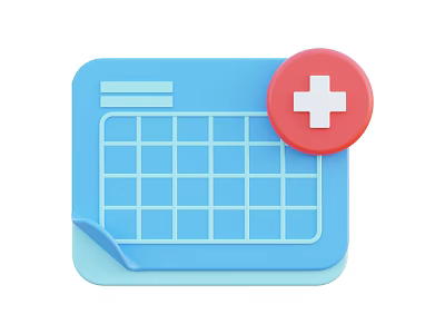 Blue Calendar Design With Red Cross Icon And Grid Layout 3d model