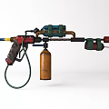 Industrial Spray Gun With Colorful Components Gas Cylinder And Flexible Hose