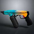 Colorful Tactical Pistol With Blue Orange Green Pattern Black Grip And Magazine For Modern Use