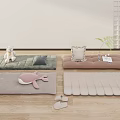Modern Cushion Bay Window Cushion Bay Window Cushion Pillow Plush Toy Combination 3d model