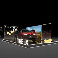 Modern Display Shelf for Showcasing THE iX Red Car in Exhibition Setting With Photographer