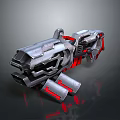 Futuristic Sci Fi Weapon With Metallic Body And Red Mechanical Accents